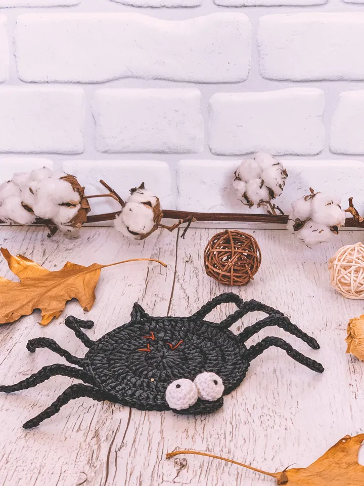 Crochet coaster spider Halloween, Thanksgiving, PDF pattern, digital instant download