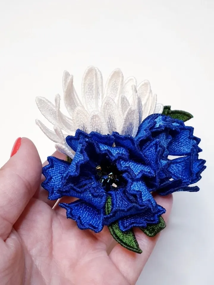 Set of flowers Brooch FSL (40% discount) Machine embroidery design Digital embroidery pattern Free standing lace flower file