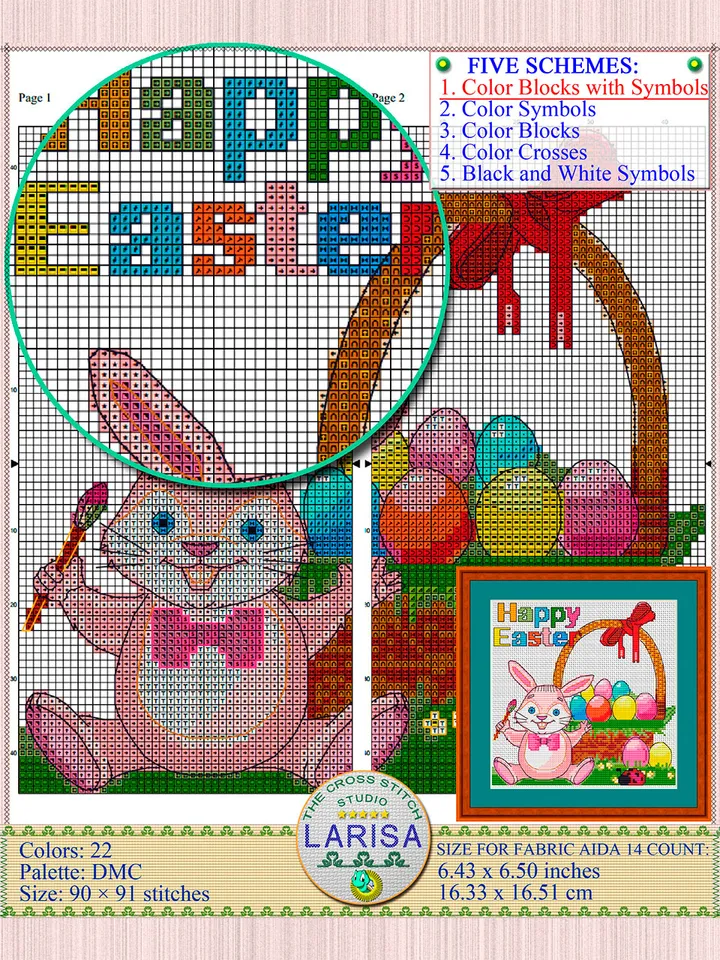 Happy Easter Cross Stitch Pattern | Easter Bunny