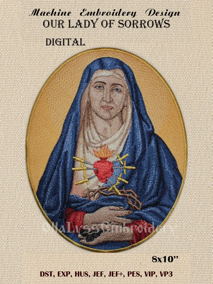 Our Lady of Sorrows embroidery design