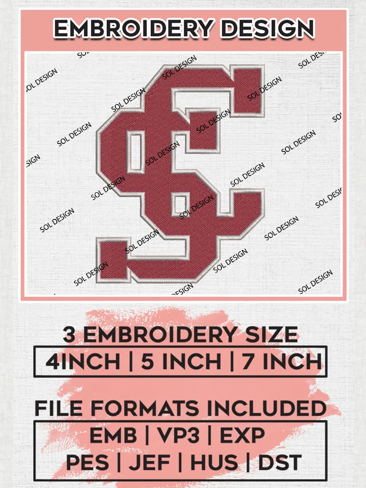 Santa Clara Broncos Logo Machine Embroidery Design, NCAA SC Broncos Team Embroidery Design Design files, NCAA Team Embroidery Designs, NCAA Machine Embroidery Designs, Digital Download