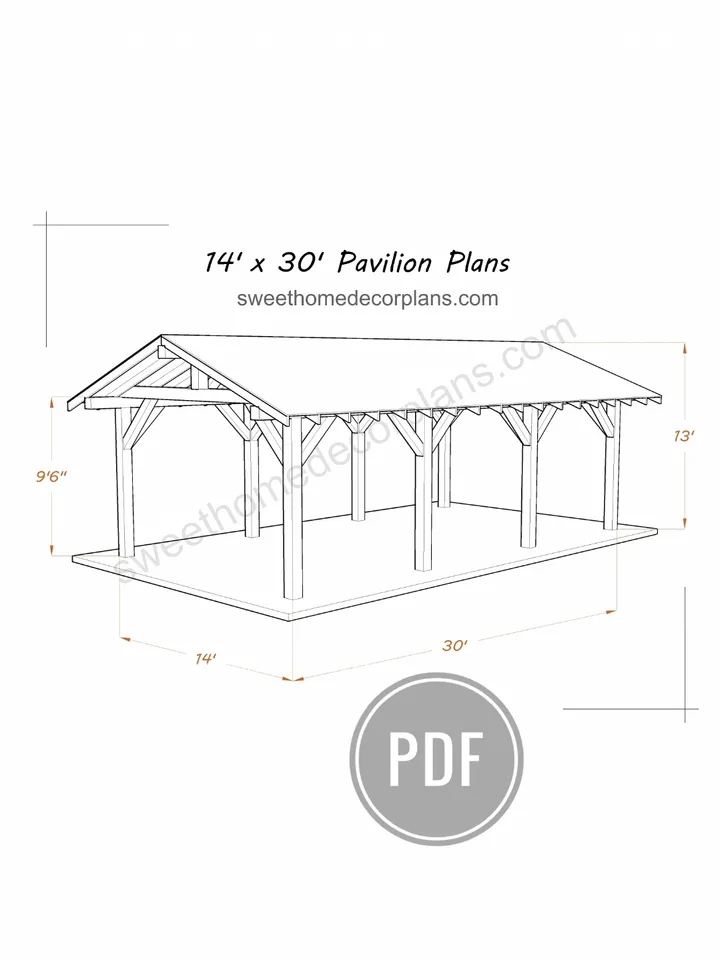 Diy 14 x 30 Gable Pavilion Plans pdf. Carport plans. Patio pavilion plans. Wooden outdoor gazebo plans. Backyard pergola plans for outdoor