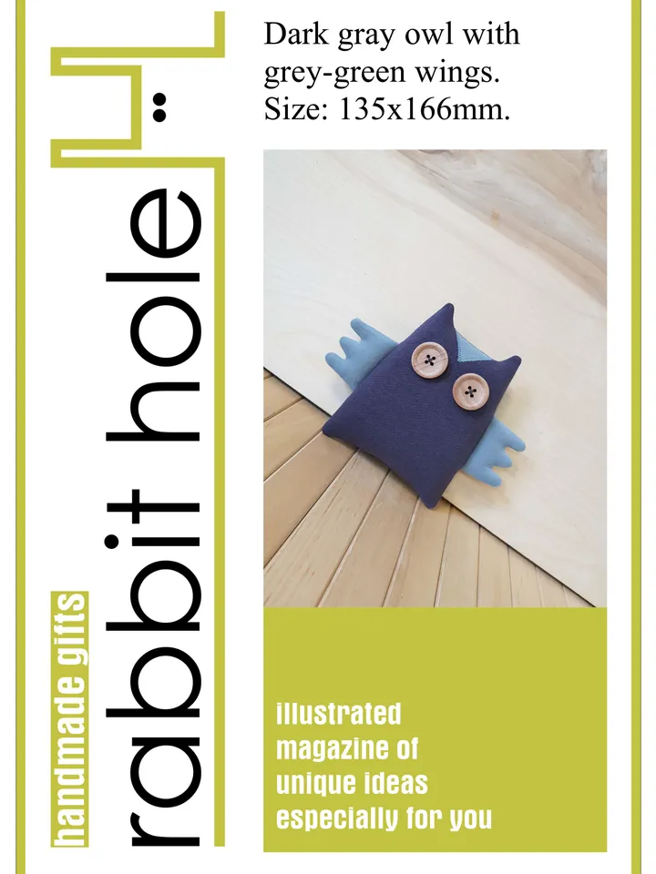 Owl sewing pattern PDF digital tutorial in English, rag doll sewing diy