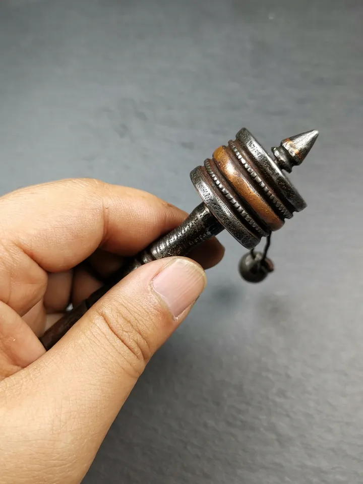 Gandhanra Handmade Tibetan Handheld Prayer Wheel,Mani Wheel,Small Size 13cm
