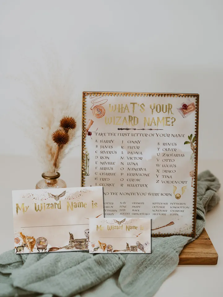 What's Your Wizard Name; Wizard Baby Shower Birthday Template; Magic School Party template; Instant Download;