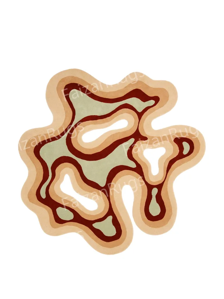 Irregular Amoeba Shaped Rug Hand-Tufted 100% Wool Handmade Area Rug Carpet for Home, Bedroom, Living Room, Kids Room, Custom Rug Also