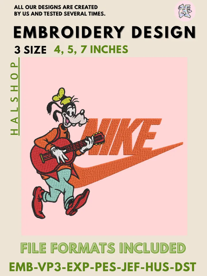 oofy x Nike Machine Embroidery Design – Disney Cartoon Digital Embroidery File 🐶