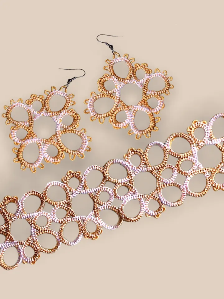 Free Standing Lace Braselet Earrings Tatting set machine embroidery design FSL pattern digital embroidery design jewerly embroidery motif