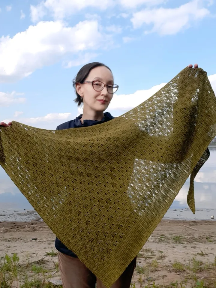 Warmth Asymmetrical Shawl Knitting Pattern Sideways Textured Lacy Design