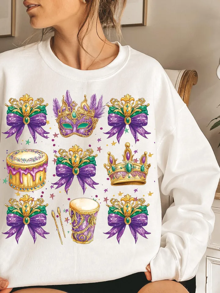 Mardi Gras Coquette PNG, Mardi Gras Png, Fleur De Lis Png, Mardi Beads Louisiana Festival Shirt Design, King Cake Png, Fat Tuesday Png