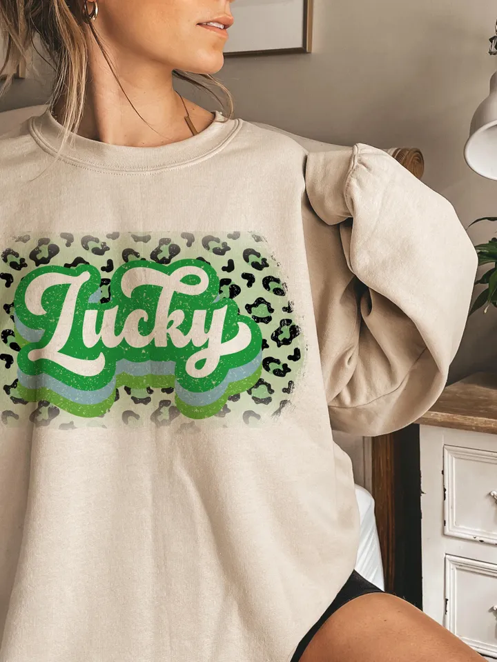 St. Patrick's Day Png, Lucky Png, Retro St. Patty's Day Png, Green Leopard, Retro Png, Lightning Bolt, Sublimation Design, Digital Download