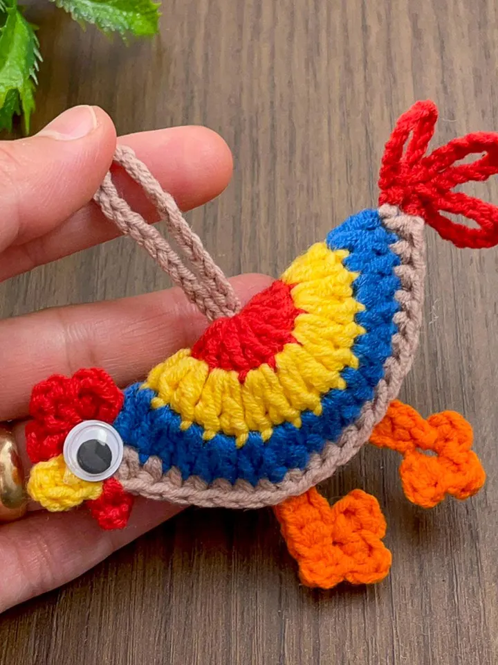 Colorful Crochet Chicken Keychain Pattern PDF - Amigurumi Farm Animal DIY Tutorial - Handmade Ornament Crochet Pattern for Beginners