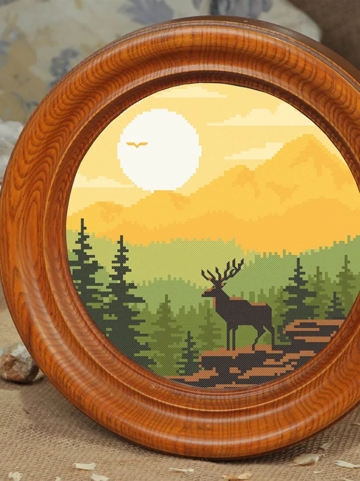 Nature cross stitch pattern download PDF Mountain landscape cross stitch National park digital PDF Forest xstitch chart DIY Home decor #L9