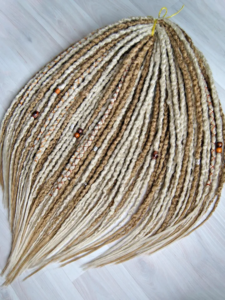 Synthetic Blonde Dreadlock Extensions Crochet Double Ended or Single Ended Dreads Custom Fake Full set DE SE