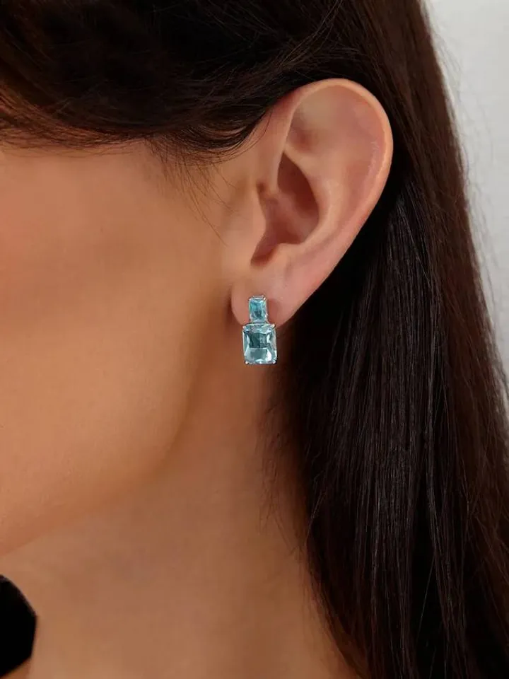 Earrings, silver 925 with quartz