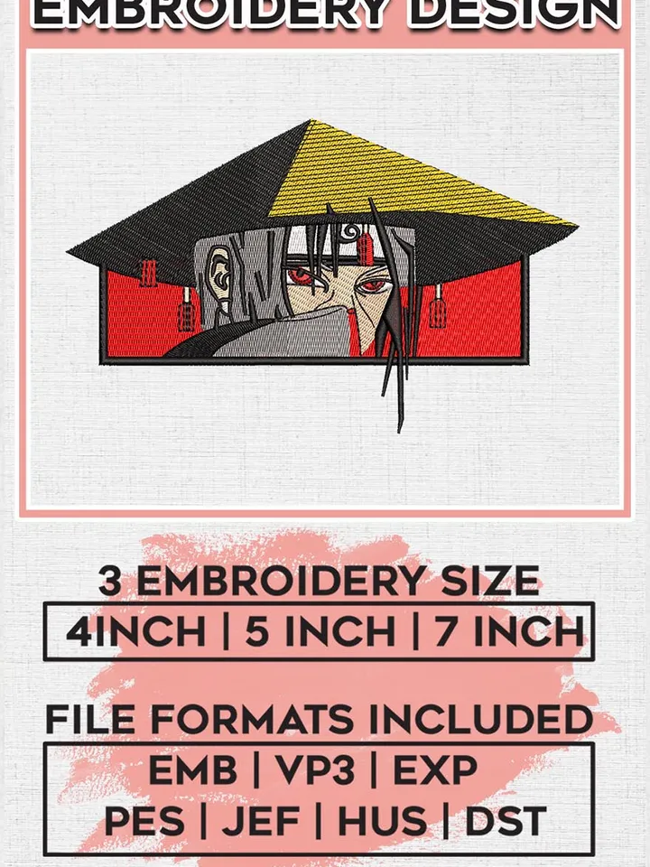 Itachi Rectangle embroidery design, Naruto embroidery, embroidery file, anime design, anime shirt, Digital download EMB_ANIME_258