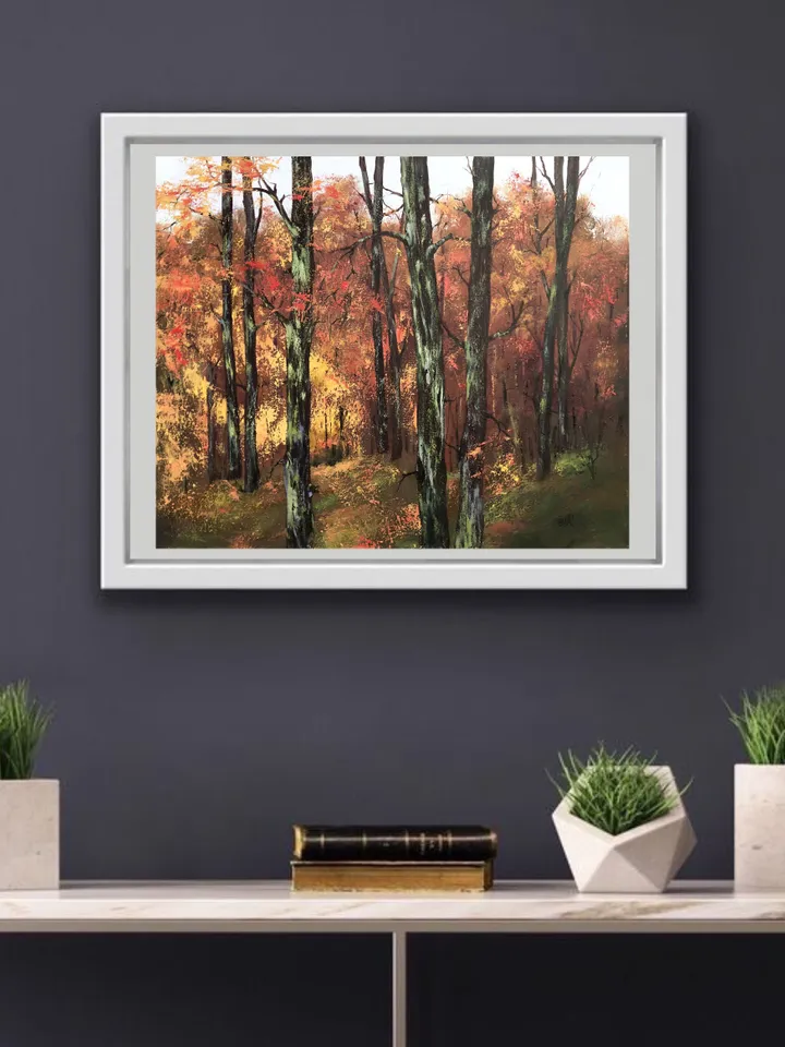 Forest Original Oil Painting Autumn Art Trees Painting