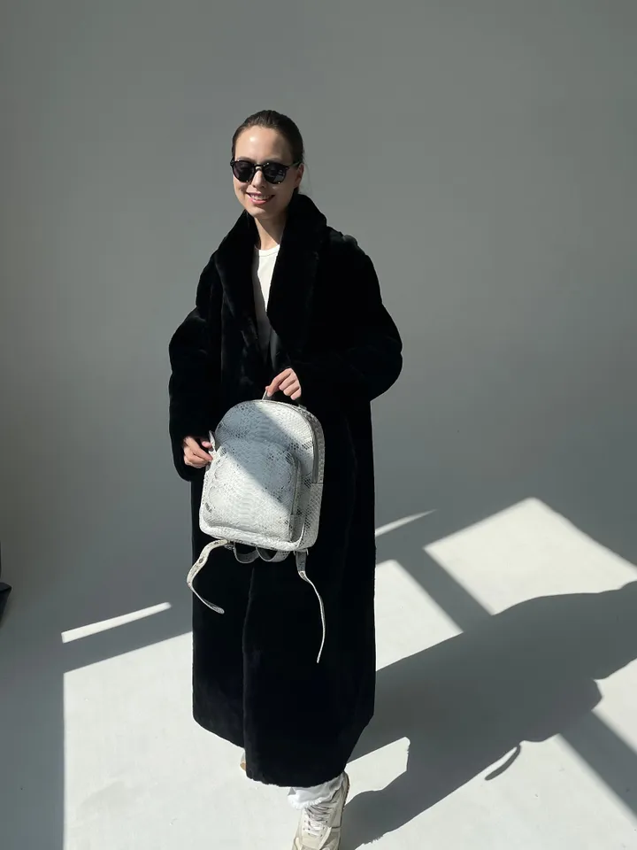 Genuine python skin white backpack | designer women bags | exotic leather purse | trendy casual snakeprint bleached backpack with pockets |