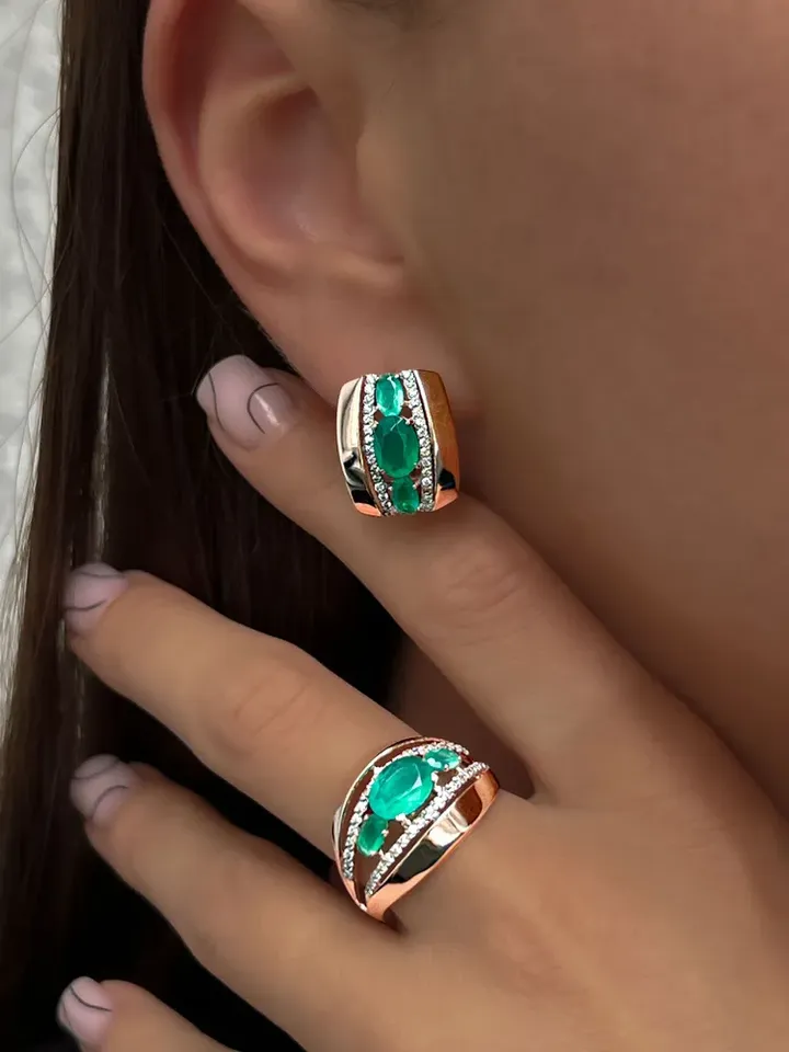 Ring Silver gold plated 925 assay value with quartz and agate