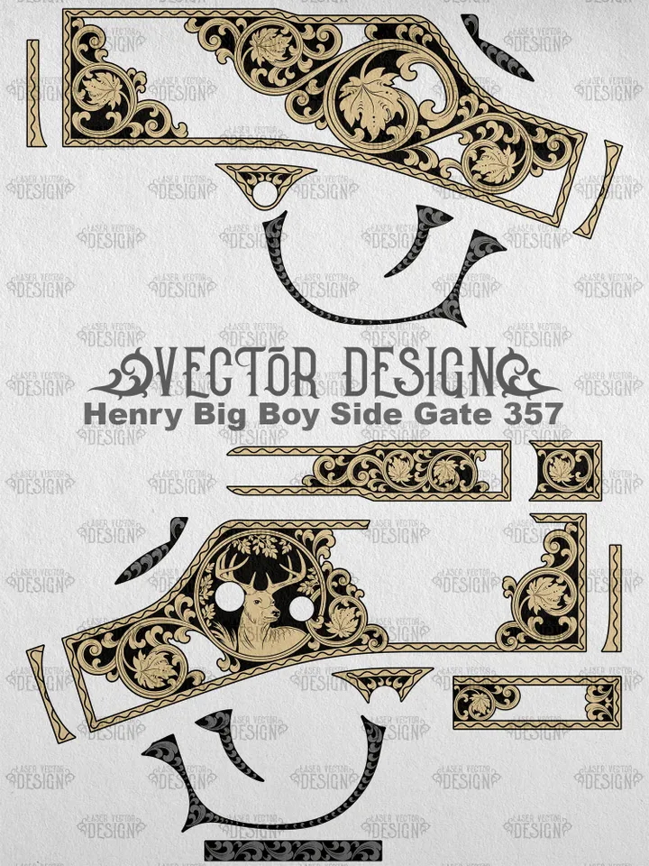 VECTOR DESIGN Henry Big Boy Side Gate 357 Scrolls and deer