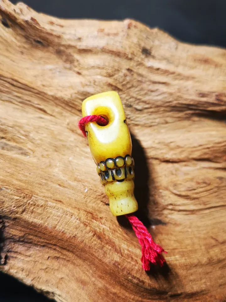 Gandhanra Tibetan Yak Bone Carved Guru Bead,T-drilled 3-Hole Prayer Bead,Mala Bead,Connector Bead for Buddhist Bead Accessories