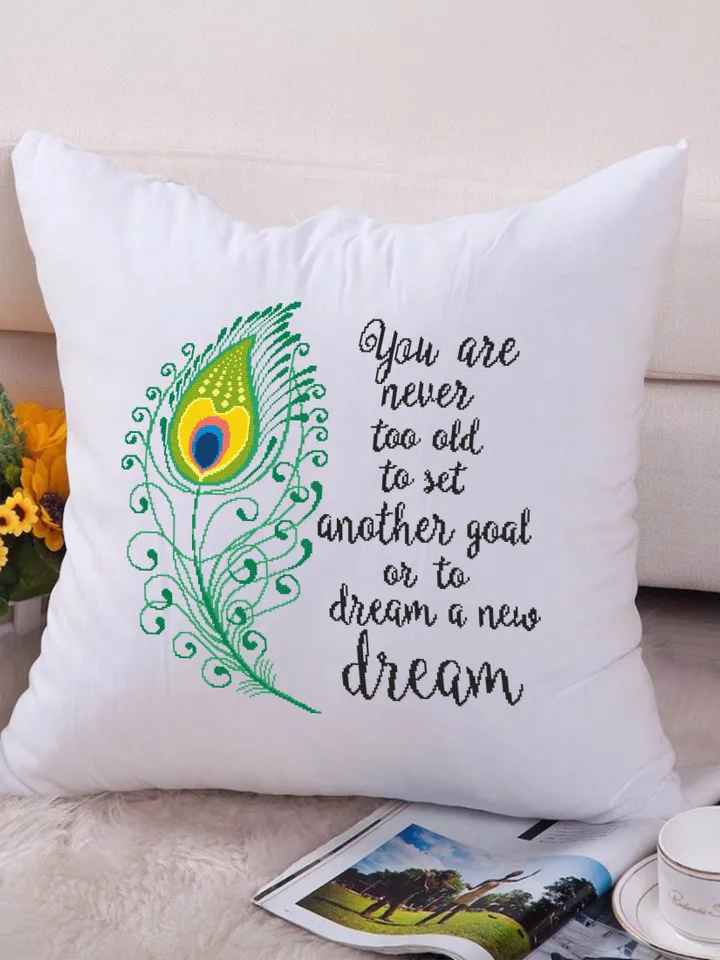 Motivational quote cross stitch pattern PDF download Peacock feather cross stitch chart, Inspirational quote pattern digital PDF #Q8