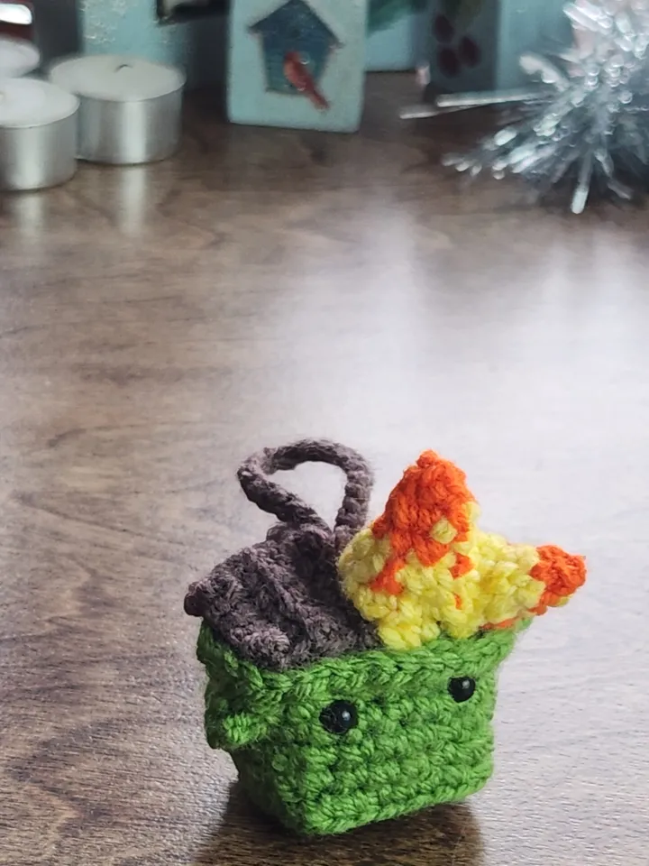 Mini Dumpster Fire - No-Sew Crochet Pattern for a Fun Gift and Christmas Tree Ornament