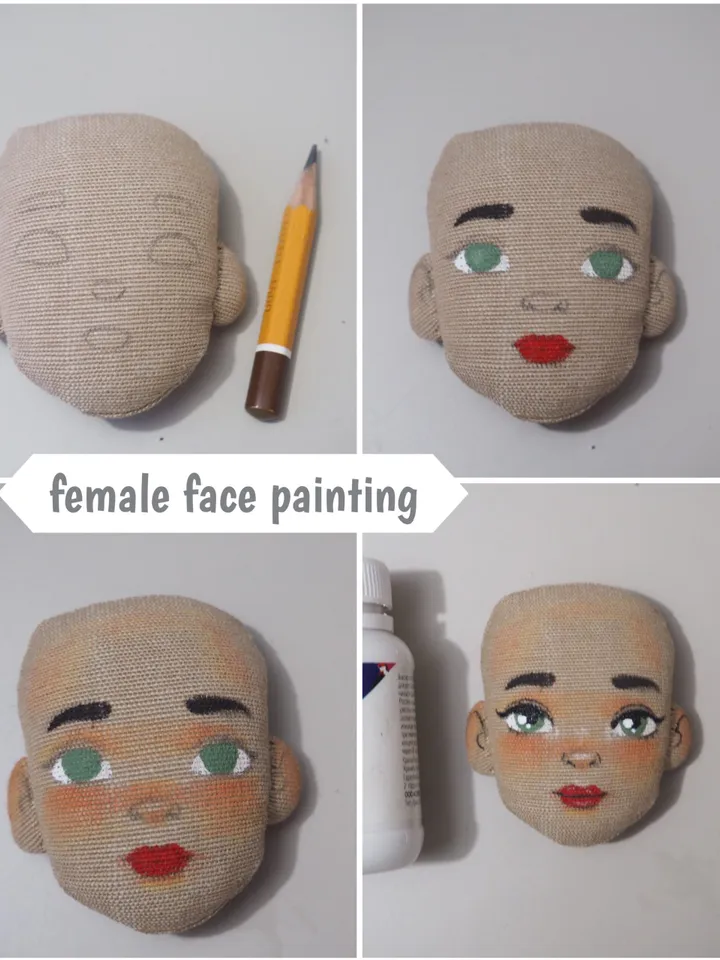 PDF tutorial Face painting for textile doll
