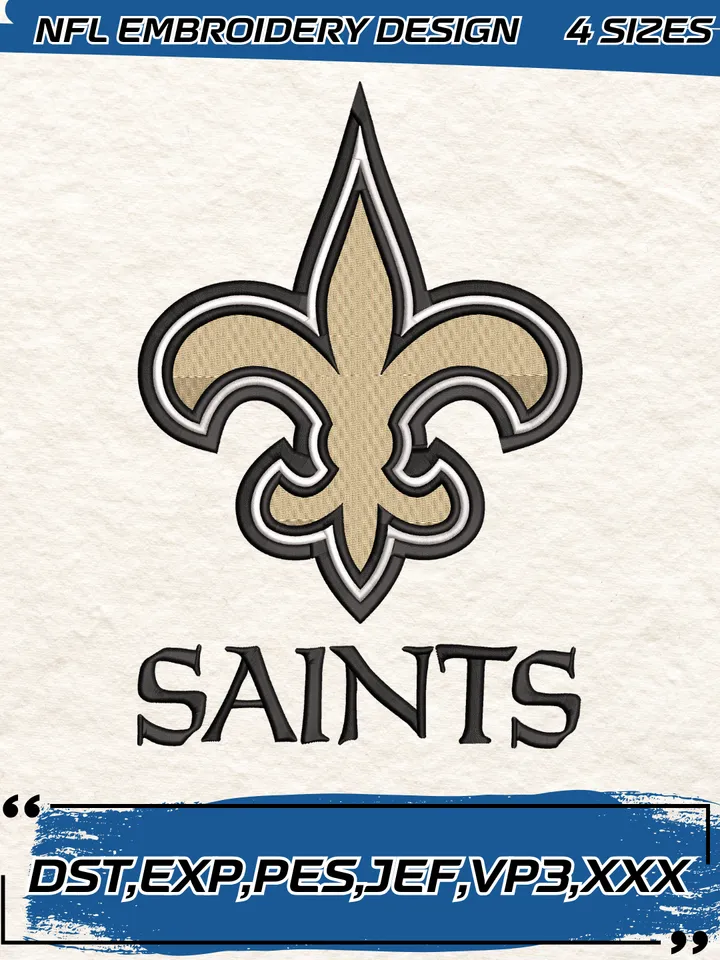 New Orleans Saints Embroidery Design,NFL Logo Embroidery Design,Machine Embroidery Design File,4 Sizes, Digital Download