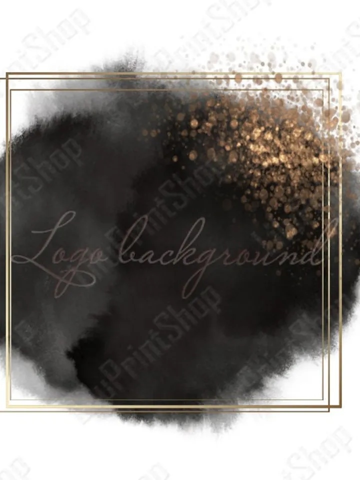 Black logo design Watercolor logo background png , Black and gold confetti overlay digital instant download