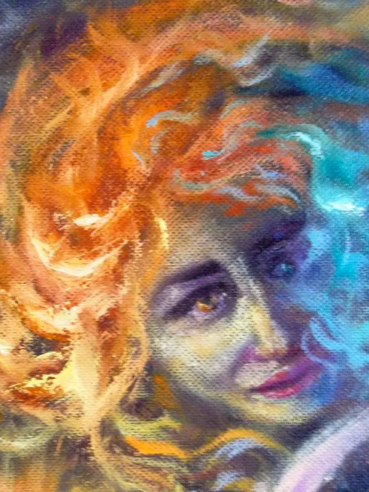 Abstract Girl Art Original Oil Painting Space Cosmos Woman Artist Svinar Oksana