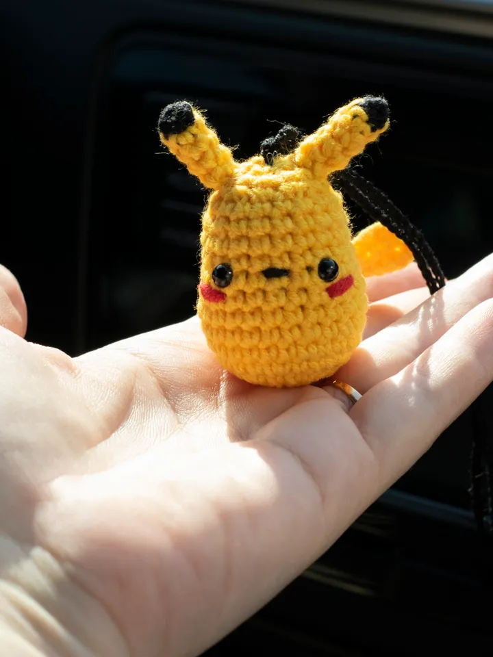 Stuffed Pokemon Pikachu car accessories, rear view mirror charm, cute car pendant, hanging car ornament