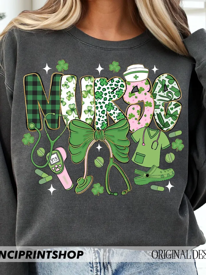 Nurse St Patricks day png, St Patricks day png, St Patrick Day Nurse png, Nurse St Pattys Day png, Nurse png, Lucky Shamrock png
