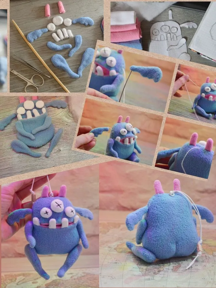 PDF Plush Toy Patterns – 5 Cute Fleece Monster Softies Set
