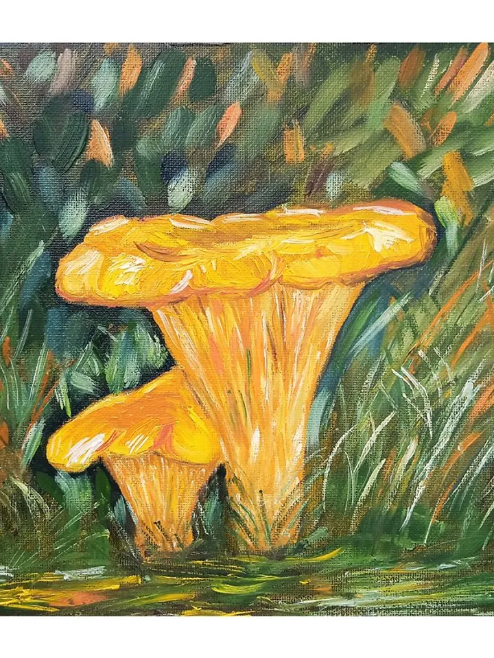 Yellow Mushrooms Mushroom Art Mushroom Landscape Dining Room Decor