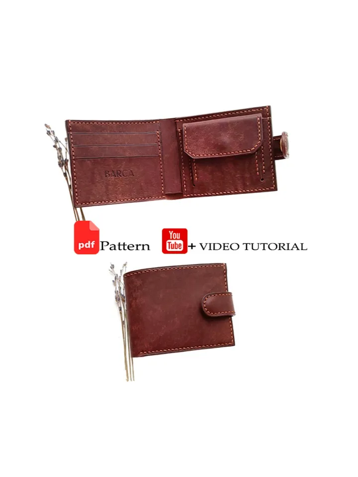 Leather bifold wallet pattern PDF with 4 mm pitch. Classic men's wallet PDF Pattern.