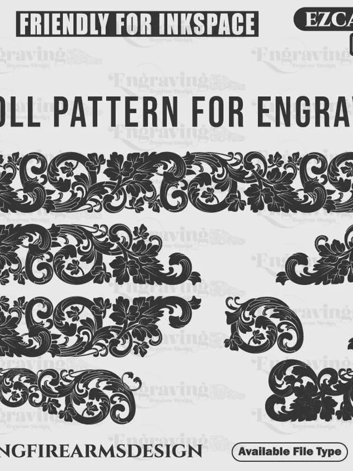 Engraving Firearms Design Scroll Pattern Design svg,lasercut,engravingfiles,scrolldesign,engravingdesign,engravingpattern,metalart