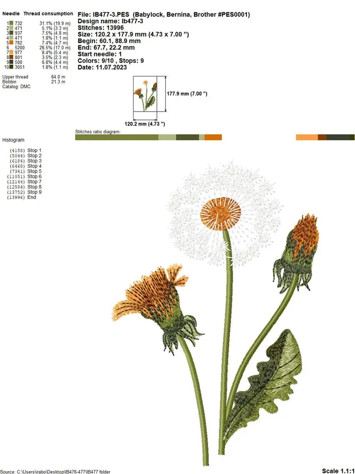 Dandelions set of 13 machine embroidery designs