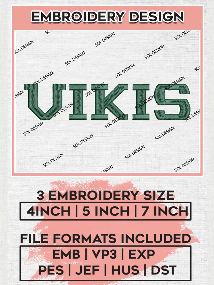 NCAA Portland State Vikis Team Logo Embroidery Design Files, NCAA Portland State Vikings Machine Embroidery, NCAA Teams, 3 sizes, NCAA Machine embroidery designs, Digital Download