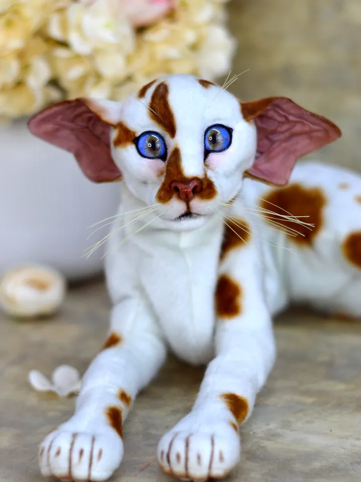 Realistic Stuffed Cat Toy - Portrait of a Domestic Plush Toy - Stuffed Cat - OOAK - Kitty