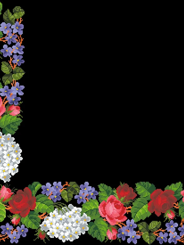 Antique Cross Stitch Pattern Corner of Flowers Counted Digital Download PDF