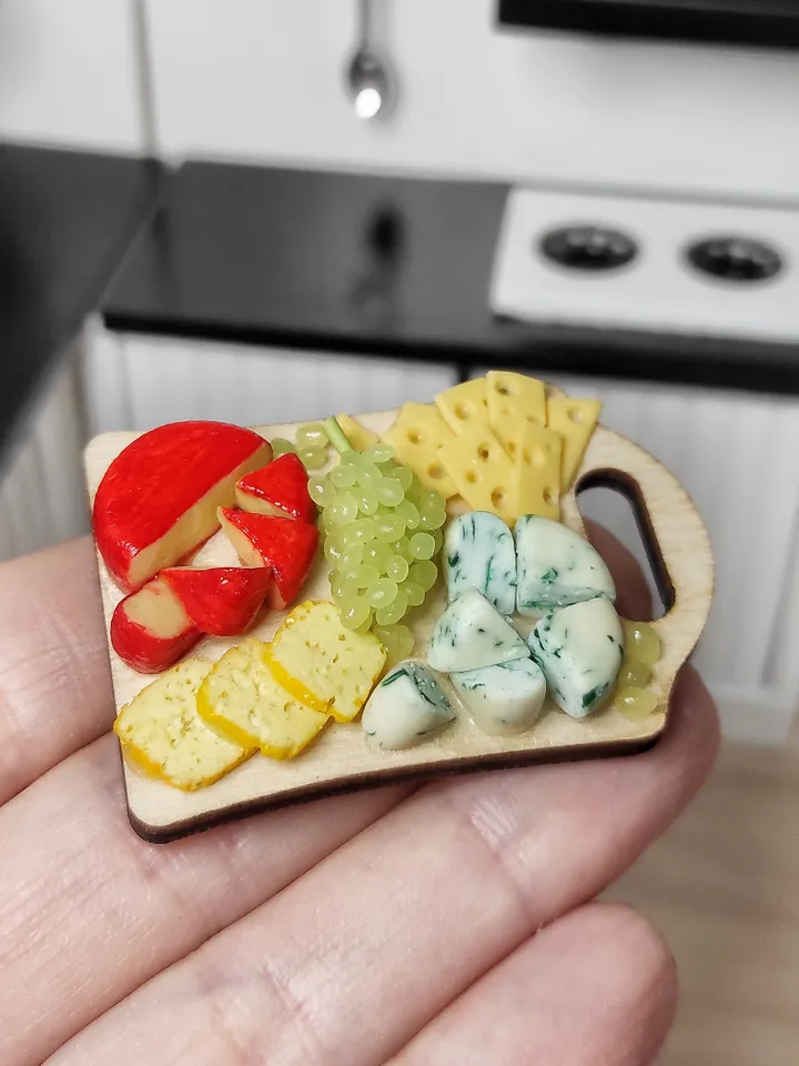 Cheese Board - Cheese platter - realistic polymer clay cheese - Cheese - food for dolls - mini food - small food