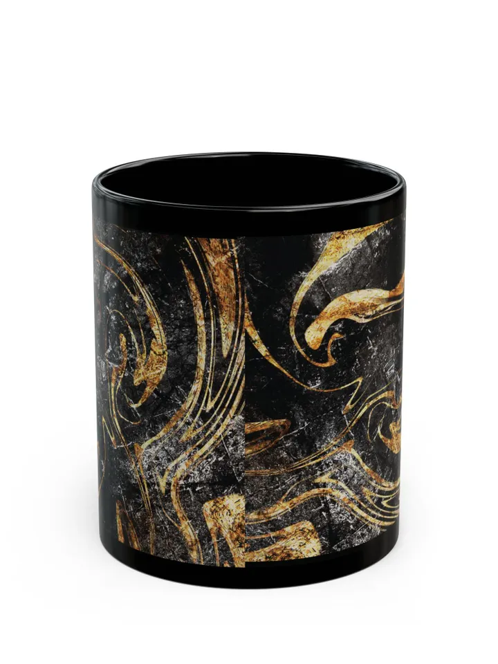 Black and Gold Accent Mug | Luxury Coffee Cup | Modern Black Gold Ceramic Mug | Stylish Gift for Coffee Lovers | Tea Mug with Gold Details
