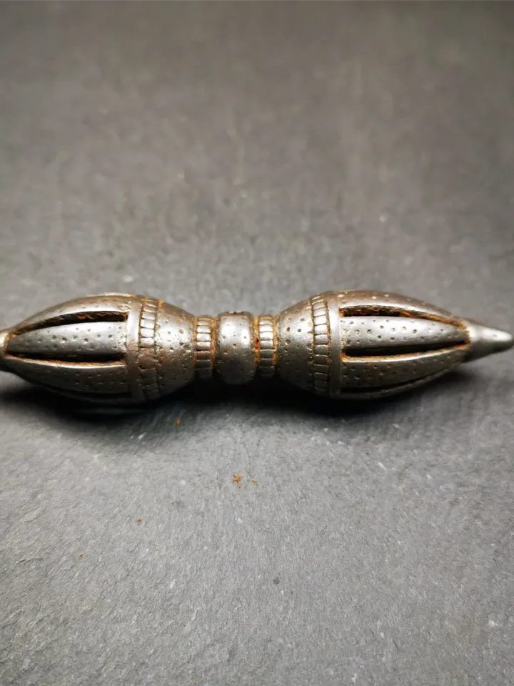 Gandhanra Vintage Nine-pronged Vajra Dorje,Tibetan Buddhism (Vajrayana) Ritual Implement,Made of Cold Iron,30 Years Old