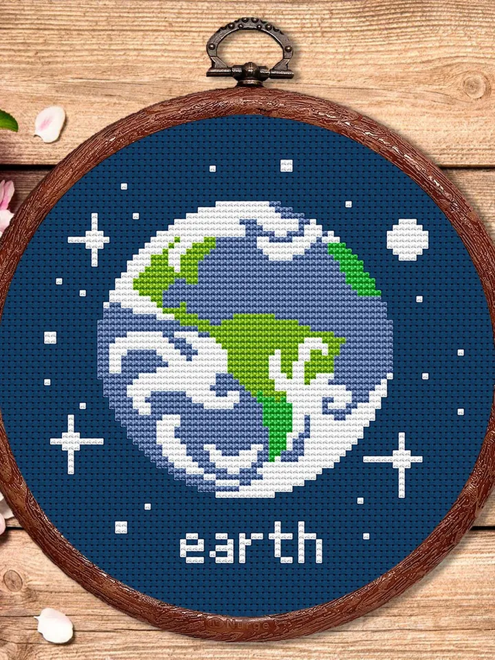 Earth Cross Stitch Pattern, Planets Cross Stitch Pattern, Earth Pattern, Space Cross Stitch Pattern, Solar System Patterns #spc003
