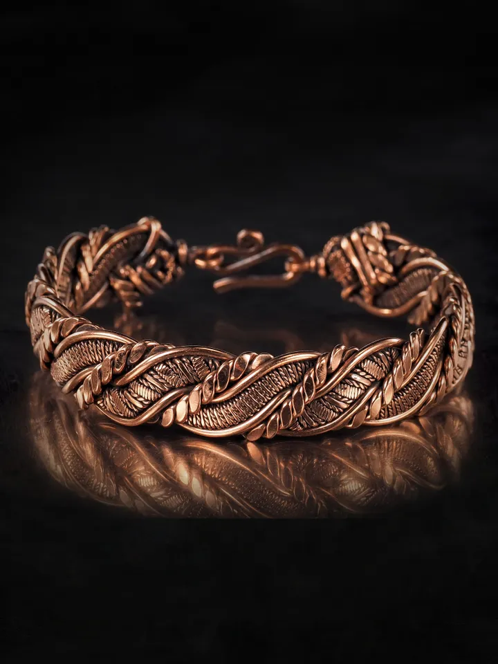 Woven copper wire bracelet Antique style handcrafted copper jewelry Unique gift