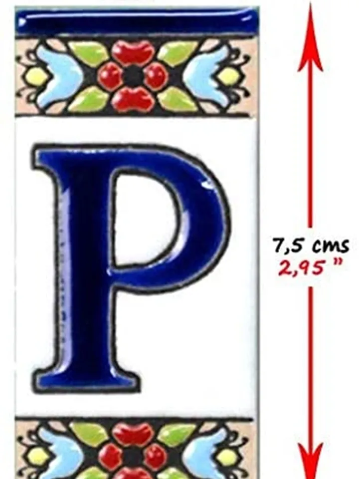Ceramic letters and numbers 7.5cm. (3") for the wall - Hand-glazed in Spain - "ESCUDILLER-Azul" models - Ceramic letters number -
