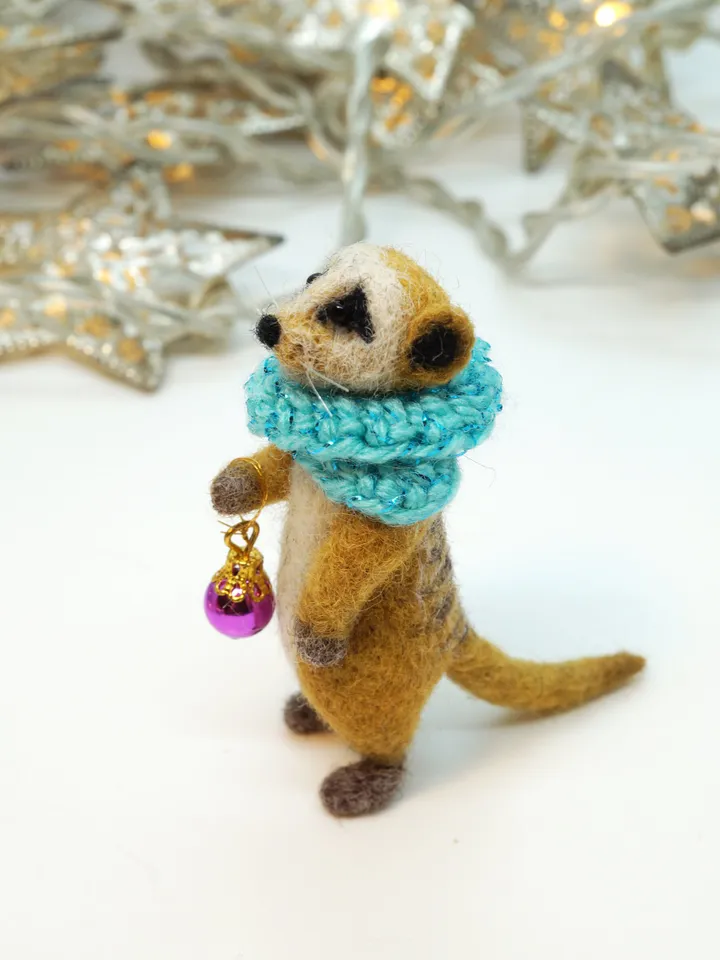 Robbie the meerkat, miniature needle felted meerkat, Christmas gift, needle felted animal, made to order