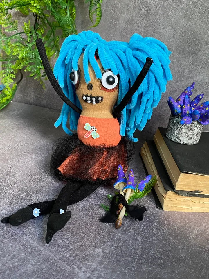 Cute Creepy Girl Doll , halloween mantel decor, gift idea