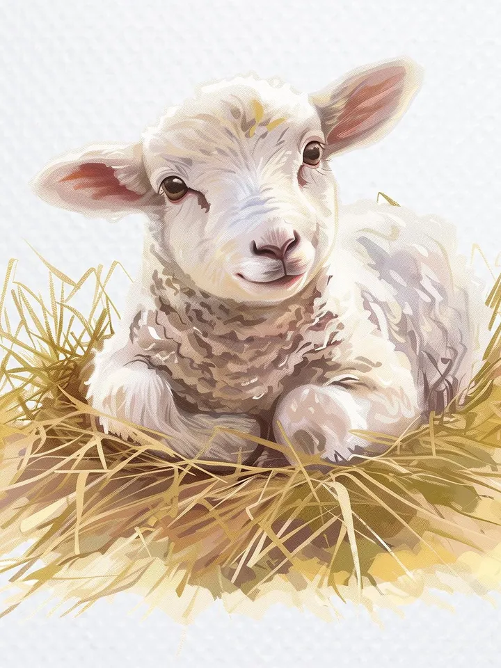 10 Cute Lamb PNG Clipart Bundle, Watercolor Sheep Clipart, Printable Sublimation clipart, Paper crafts, junk journal, nursery art